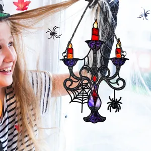 Halloween metal hanging decoration candelabra spiderweb window decor party props