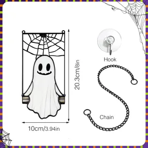 Halloween ghost hanging ornament iron craft set with chain and hook size 20x10cm