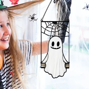 Halloween metal hanging ghost ornament wall decor iron craft spooky party decoration