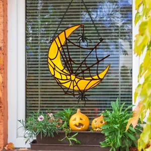 Halloween moon spider hanging decoration iron art festival home wall decor item