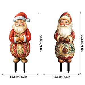 Vintage Christmas Santa Claus Garden Stakes Yard Light-Up Holiday Lawn Decoration Sign 14"