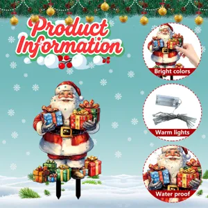 Christmas yard stake waterproof led light santa claus outdoor garden decoration ornament
