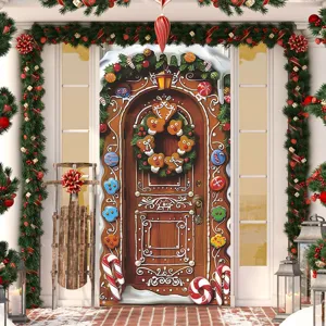 Weihnachten Lebkuchenhaus Tür Banner Dekoration, festlicher Feiertag hängender Vorhang.