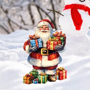 Christmas garden stake Santa Claus yard sign festive outdoor holiday decoration figure