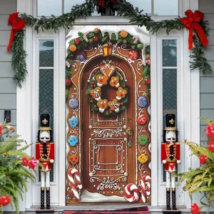 Weihnachten Türvorhang Banner Lebkuchenhaus Feiertag Festival Dekoration Detail Ansicht