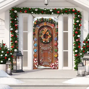 Weihnachten Lebkuchenhaus Türbanner Szenendetail, festliche Haustür Weihnachtsdeko.