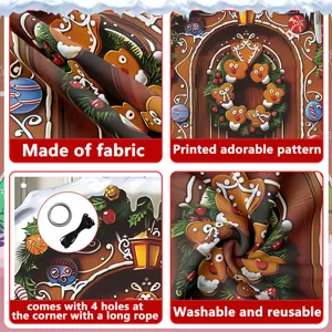 Weihnachtsbanner Detail mit weichem Stoff, süßem Lebkuchen Druck und Eckösen für Aufhängung.