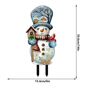 Christmas garden stake yard sign snowman outdoor holiday decoration luminous insert.