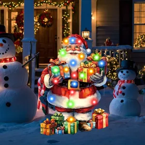 Christmas glowing Santa Claus yard stake garden decoration LED light outdoor holiday decor