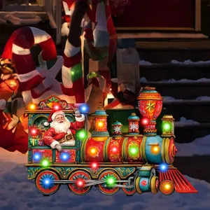Christmas garden stake decorative light up yard sign holiday outdoor lawn decor cute train