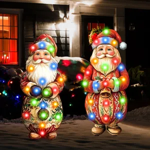 Christmas light-up Santa yard stake outdoor garden decoration LED holiday display ornament.
