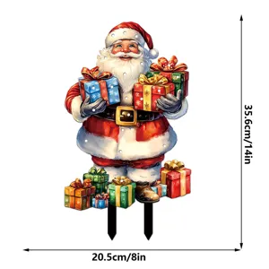 Christmas Santa Claus LED garden stake yard decoration festive holiday outdoor sign light 14in