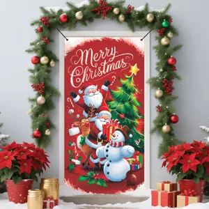Weihnachten Türbanner Hängende Dekoration mit Weihnachtsmann Schneemann Baum für Festliche Party