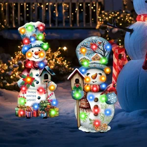 Christmas LED snowman yard stake garden light outdoor holiday decoration path lighting