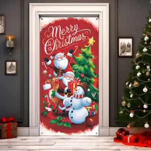 Weihnachtstür Banner Dekoration mit Weihnachtsmann und Schneemann für feiertag party zu hause.