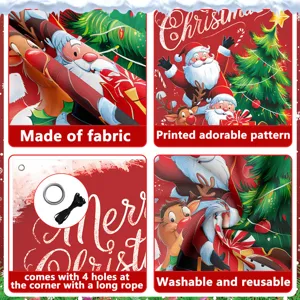 Weihnachts Türbanner Weihnachtsmann Feiertag Hängende Flagge Waschbarer Stoff Dekor