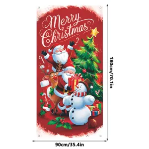 Weihnachts-Türbanner hängende Dekoration mit Weihnachtsmann und Schneemann Grafikdruck.