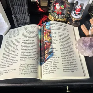 Transparent acrylic bookmark with colorful holographic design, ideal for student stationery and gifts.