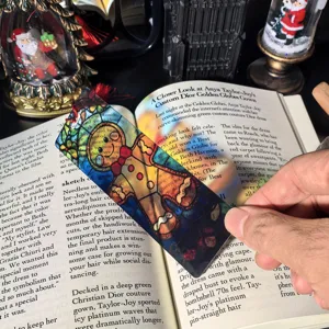 Christmas transparent acrylic bookmark stained glass gingerbread man design stationery craft