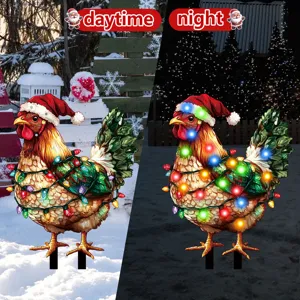 Navidad pollo estaca de jardin luminosa letrero de patio decoracion de fiesta al aire libre