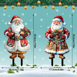 Christmas Santa Claus yard stake detail display, glowing holiday outdoor garden decor plug.