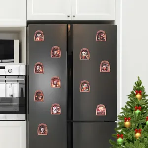 Christmas mouse hole fridge magnets 3D wooden photo frame magnetic stickers home decor