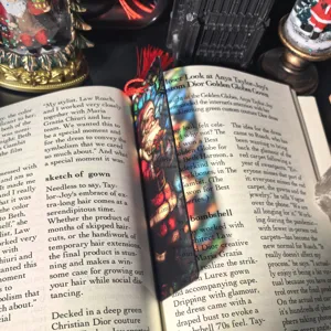 Christmas transparent acrylic bookmark with red tassel for holiday reading stationery gift