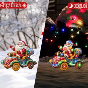 Christmas garden stake Santa driving car solar LED yard outdoor decoration light