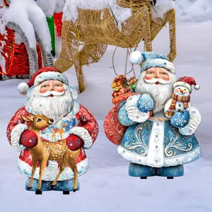 Christmas Garden Yard Stake Holiday Outdoor Decoration Glowing Santa Claus Figures