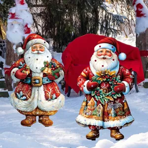 Christmas Garden Stake Lighted Santa Claus Yard Sign Outdoor Holiday Yard Decoration