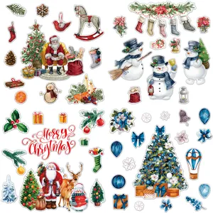 Christmas Refrigerator Magnet Set PVC Magnetic Sticker Festive Holiday Home Decor for Kitchen Dishwasher