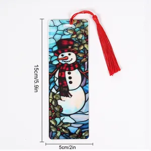 Christmas transparent acrylic bookmark with red tassel cute student stationery 15x5cm