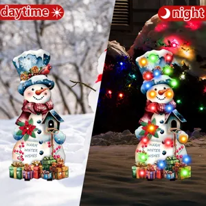 Christmas snowman yard stake light, waterproof outdoor LED garden decoration for holiday party.
