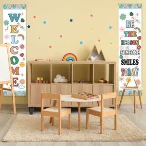 Classroom welcome banners back to school decoration vertical porch signs for school bulletin