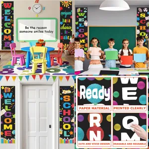 Back To School Bulletin Board Decoration Banner Classroom Wall Sticker Set Welcome School Educational Party Supplies