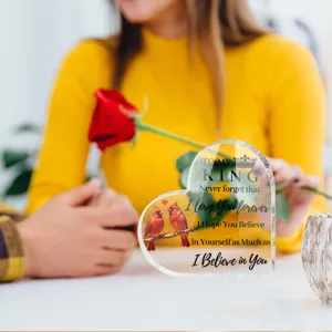 Acryl hart ornament Valentijnsdag cadeau kristal tafel display met liefde quote.