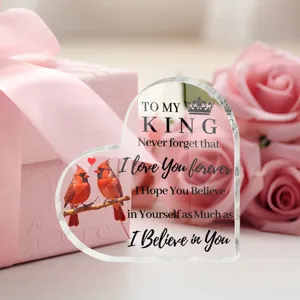 Hart acryl plaque romantisch koppel cadeau decoratief ornament liefde boodschap bureau display