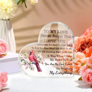 Hart acryl plaquette romantisch liefde cadeau bureau ornament heldere acryl decoratie