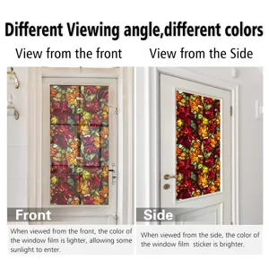 Decorative autumn leaf stained glass window film, glue-free PVC privacy glass sticker.