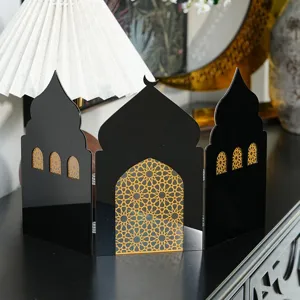 Islamische Architektur Tischdekoration, Ramadan Eid Paravent Ornament, schwarz-gold Design