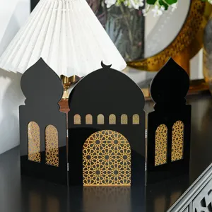 Decoration de bureau architecturale islamique, beau paravent pliant noir et or pour la maison.