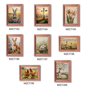 Easter wooden photo frame fridge magnets featuring cute rabbits, eggs, and spring holiday art.
