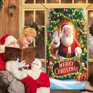 Weihnachten Türbehang Banner Dekoration Weihnachtsmann Urlaub Party Deko Zubehör