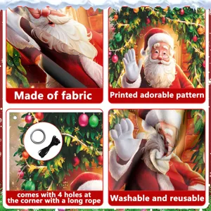 Weihnachten Türbanner Feiertag Hängend Dekoration Weihnachtsmann Stoff waschbar wiederverwendbar