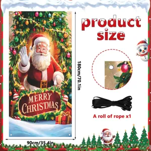 Weihnachtstürbanner mit Weihnachtsmann und Tannenbaum Design, 180x90cm Partydeko.