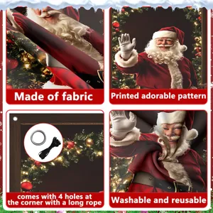 Weihnachten Türbanner Stoff Weihnachtsmann Hängedekoration mit Seilen wiederverwendbare Flagge