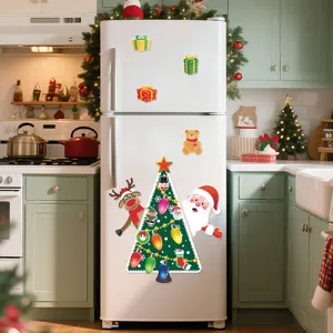 Christmas tree magnetic refrigerator stickers set holiday home decor cute fridge magnets