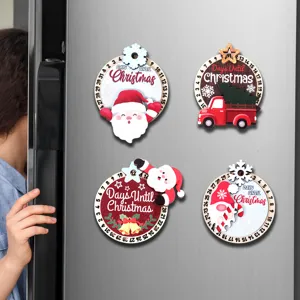 Navidad de madera cuenta atras iman para refrigerador set de 4 piezas decoracion festiva
