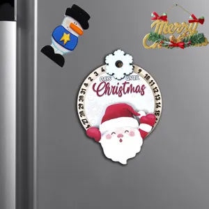 Lindo calendario de adviento de Navidad de madera imán de nevera, decoración festiva.