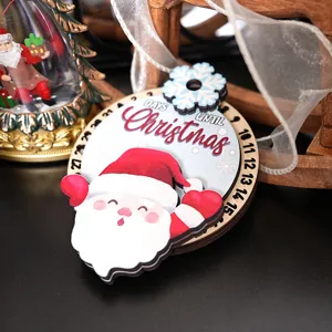 Calendario de cuenta atrás de Navidad de madera imán de nevera, decoración festiva.